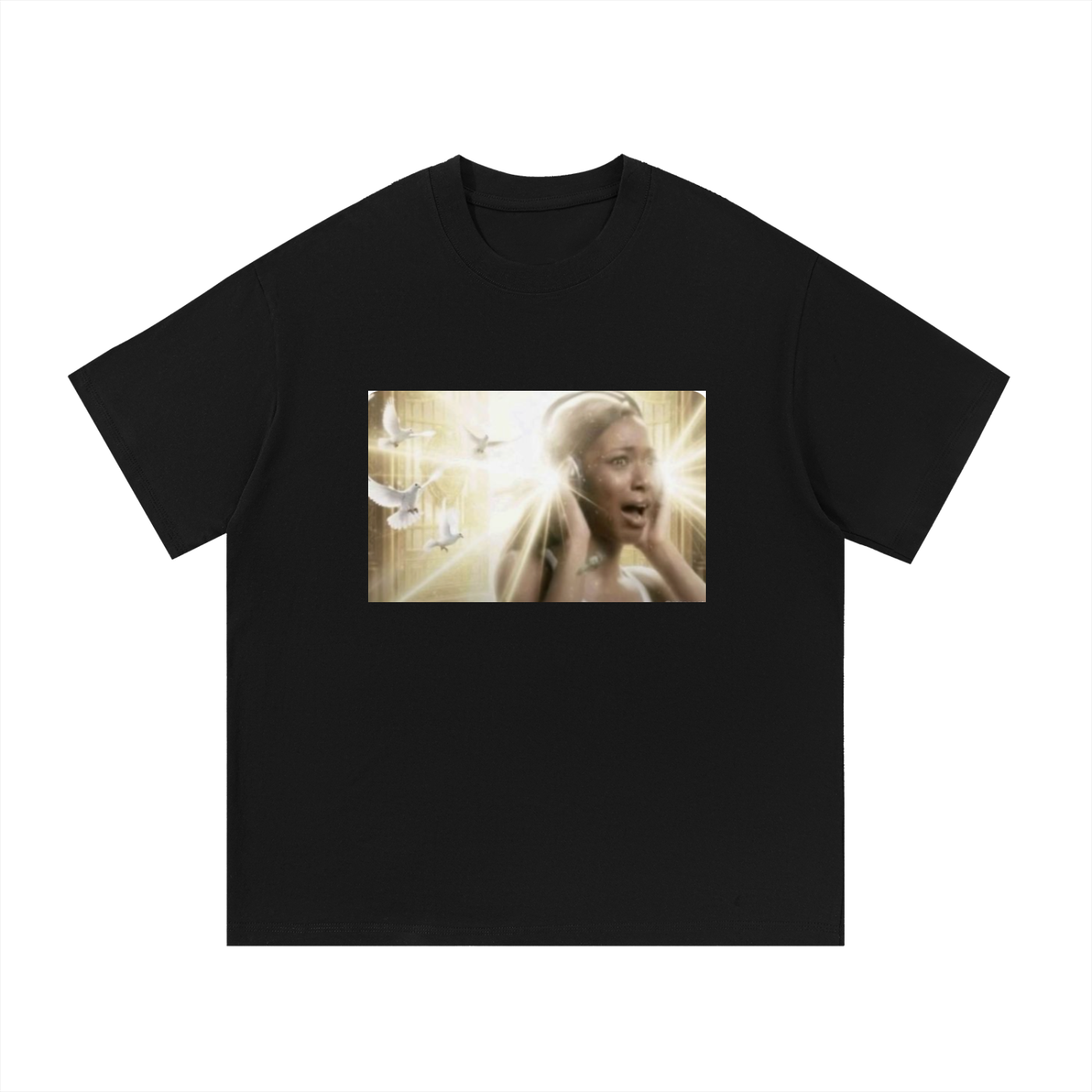 headphones meme oversized tee