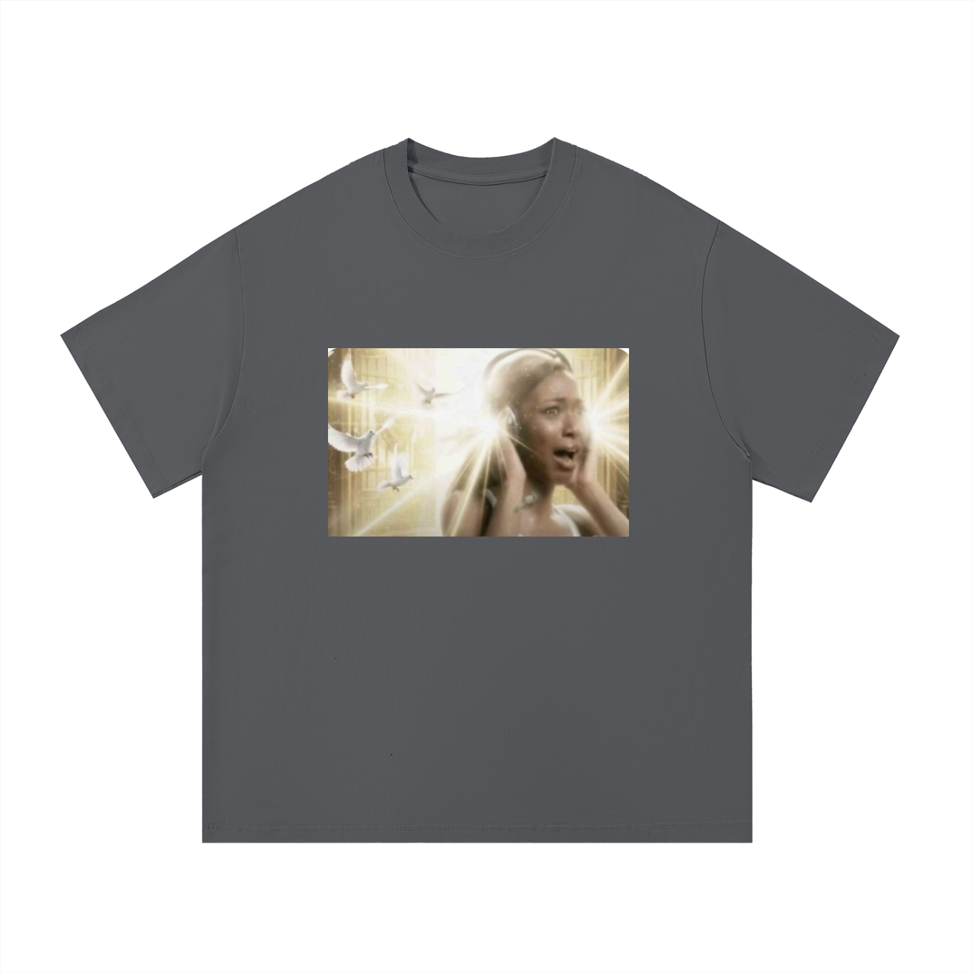 headphones meme oversized tee